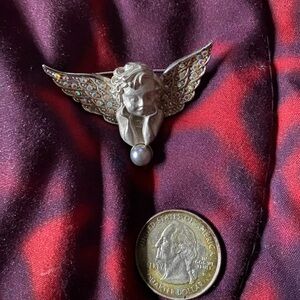Swarovski Silver Angel Brooch Vintage